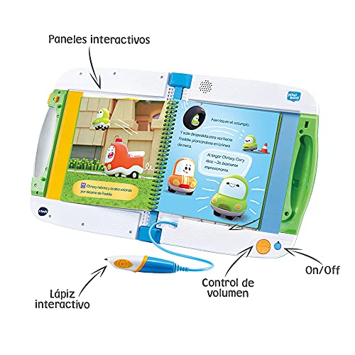 VTech VTech-123-613122 Magibook v2 Cory Bólidos, Sistema de Aprendizaje Interactivo para niños +2 años, Incluye Otro Libro de Muestra, versión ESP (3480-613122), Color