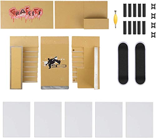 Wayin Skate Park Kit 5pcs Monopatines de Juguete para Dedos Parque de Mini Patín de Dedos Kit de Rampa de Piezas Fingerboards Skate Cretivo Juguete para Niños