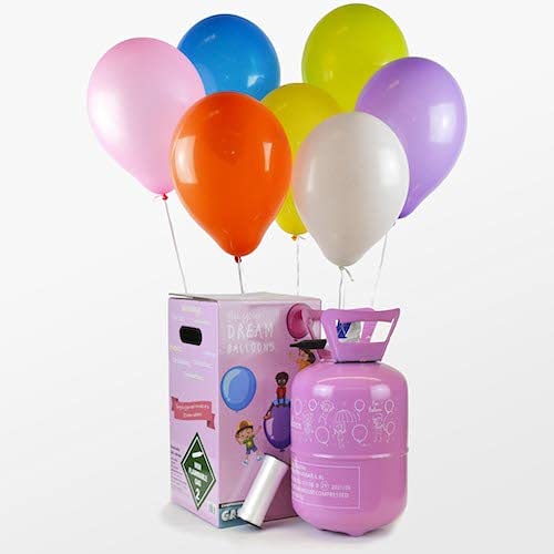 We Are Party Bombona de Helio Mini 0,25m3 + 30 Globos de Colores Calidad Helio 28cm Made In Spain