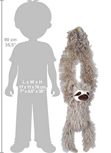 Wild Republic - Hanging Sloth, Perezoso de Peluche con Velcro, 44 cm (16387)