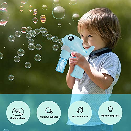 WolinTek Pistola de Burbujas de Agua,Pistola de jabón con 2 Agua de Burbujas, Automatic Maquina Burbujas,Máquina de Pompas de Jabón para Ninos,Juguete de Regalo para Niños (Azul)