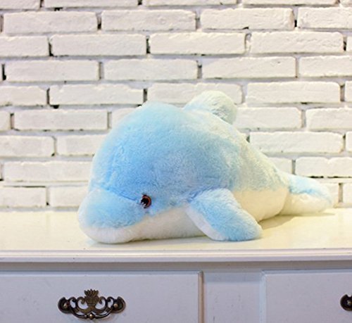 Woneart LED Light Up felpa Almohadas Niños Bebé Peluche Delfín Almohada Cojín Dolphin Juguetes blandos regalo Decoración (Blue)