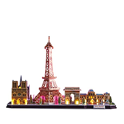 World Brands - Led Paris City Line, Torre Eiffel 3d Con Luz, Puzzle 3d Niños, Maquetas Para Montar Adultos, Rompecabezas 3d, Kit De Construcción Luminoso, Regalos Divertidos, Puzzles 3d