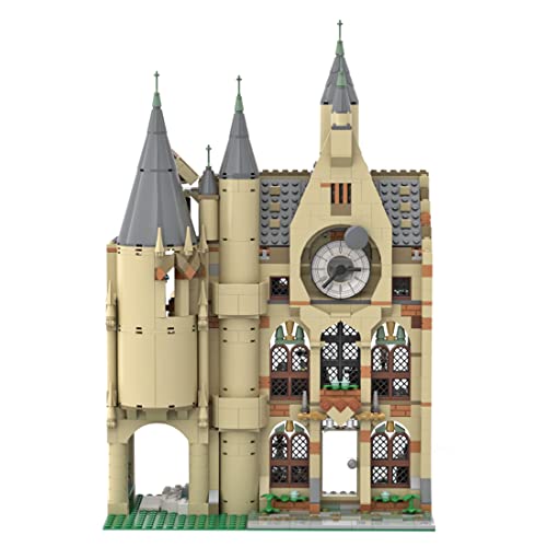 WWEI Torre de astronomía y reloj de torre, castillo, bloques de construcción, 1240 piezas, castillo, edificios, MOC, bloques de sujeción, compatible con Lego Harry Potter 75969/75948