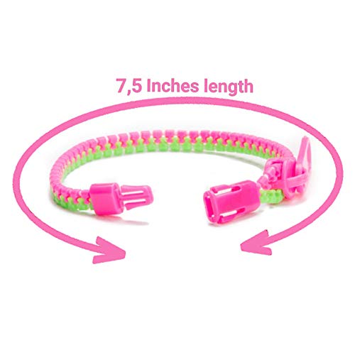 XLKJ 24 Piezas Pulseras de la Amistad de la Cremallera, Zipper Pulsera para Niñas Multicolor, Favores de Fiesta, Cumpleaños,Partido