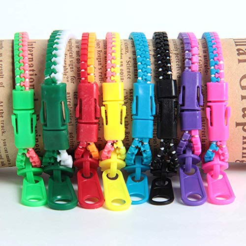XLKJ 24 Piezas Pulseras de la Amistad de la Cremallera, Zipper Pulsera para Niñas Multicolor, Favores de Fiesta, Cumpleaños,Partido