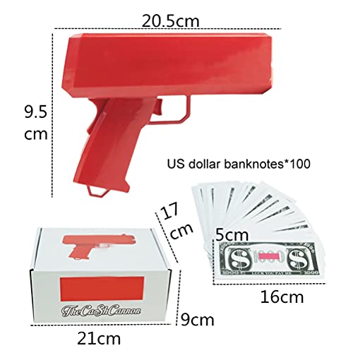 YIPUTONG Super Money Gun Toy Money Gun Party El revólver dispara Billetes de Dinero Falsos para una diversión Suprema, Cash Gun Money Gun con 100 Billetes de Banco Juego de Fiesta Regalos