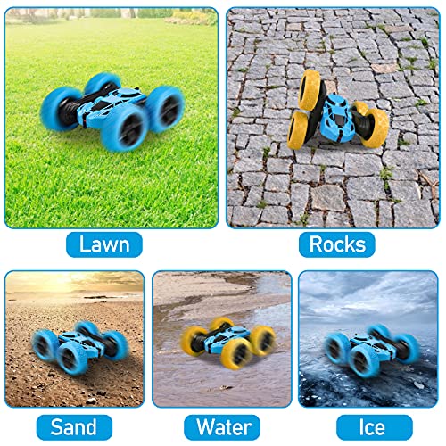 Yojoloin Coches Teledirigido para Niños 6 7 8 9 10 11 12 Años,Coche Radiocontrol Coche de Juguete,4x4 Coche RC Stunt con 360° Rotación,Regalos para Niños Niñas (Azul)