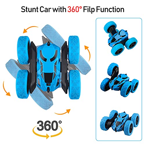 Yojoloin Coches Teledirigido para Niños 6 7 8 9 10 11 12 Años,Coche Radiocontrol Coche de Juguete,4x4 Coche RC Stunt con 360° Rotación,Regalos para Niños Niñas (Azul)