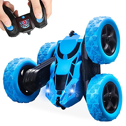 Yojoloin Coches Teledirigido para Niños 6 7 8 9 10 11 12 Años,Coche Radiocontrol Coche de Juguete,4x4 Coche RC Stunt con 360° Rotación,Regalos para Niños Niñas (Azul)