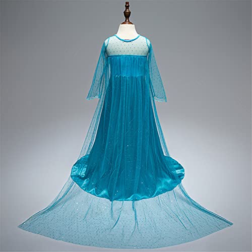 YOSICIL Vestido de Princesa Elsa Vestido Frozen Niñas Disfraz Traje de Cumpleaños Ninas Fancy Dress Nina Disfraz Elsa Princesa Cosplay con Accesorios Traje de Arrastre 3-10Años 110-150cm