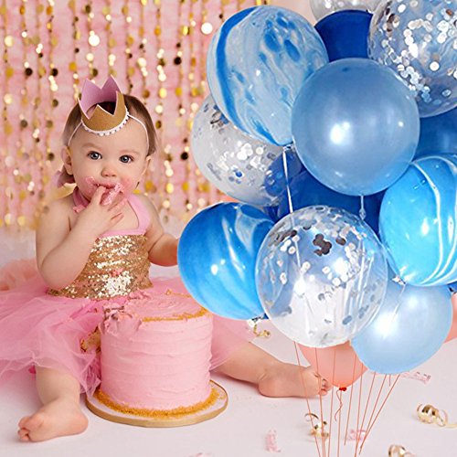 Yuccer Globos Confeti, Globos de Fiesta de Colores Látex Globos Transparentes para Aniversario Navidad Cumpleaños Boda Baby Shower Decoraciones 12 Pulgadas Globos Helio (A, 21 Piezas)