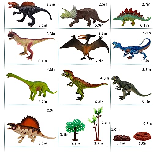 YUNKE Figura de Juguete de Dinosaurio, 22 Piezas para Niños, Juego Realista de Dinosaurio, Aprendizaje Educativo Regalo de Dinosaurio con Tapete de Juego y árboles, T-Rex, Triceratops, Pterosaurio