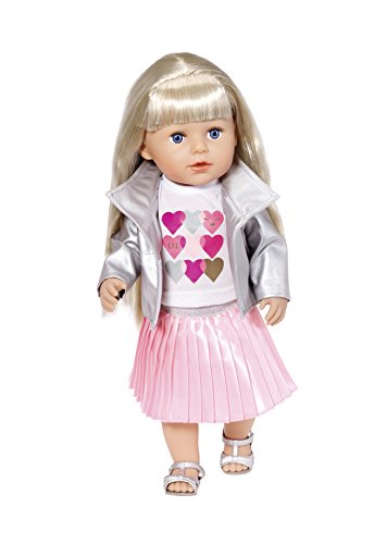 Zapf Baby Born Deluxe Trendsetter Juego de ropita para muñeca - Accesorios para muñecas (Juego de ropita para muñeca, 3 año(s), Rosa, Plata, Blanco, 43 cm, Chica, 43 cm)