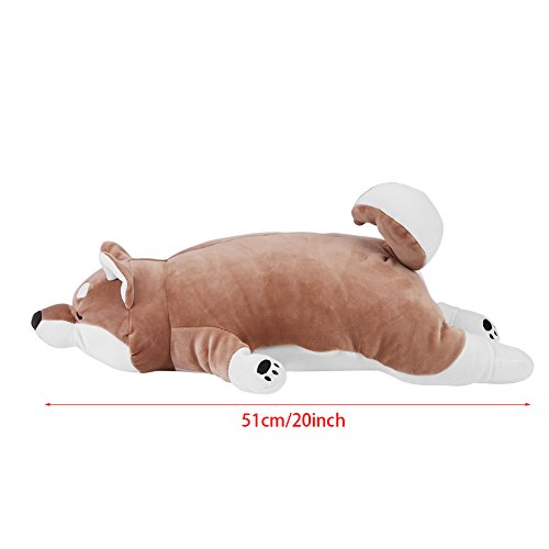 Zerodis Juguete de Peluche para Perros durmientes, Juguete de Felpa japonés Suave y Encantador para Perros Shiba Inu Cute Puppy Shape Sleeping Pillow para niños 55 cm