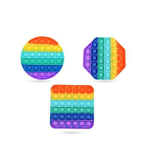 3 piezas Push Bubble Bubble Fidget Juguete sensorial, juguetes coloridos del relevista de estrés de silicona, para el hogar, la escuela, la oficina, el partido, el juego para padres (style-1)