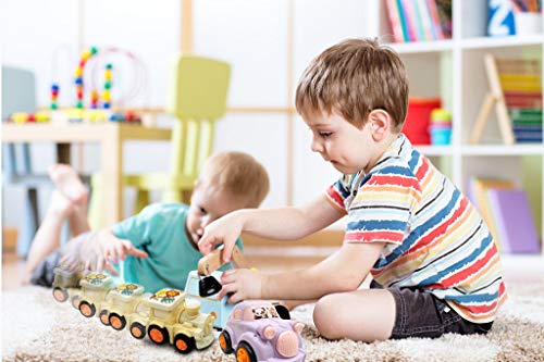 4 Unids Push and Go Cars Vehículos de Fricción de Dibujos Animados Juego de Juguete para Niños Niñas Bebés y Niños Pequeños Regalos Creativos de 1 Año