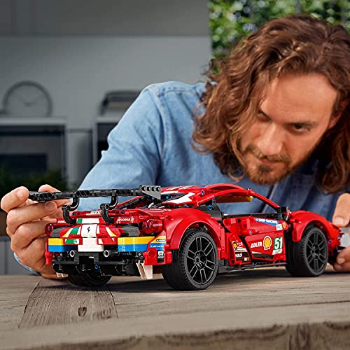 42125 Technic Technic Ferrari 488 GTE, 1677 Piezas Technic Super Sports Car Exclusivo Juego De Construcción De Modelos Coleccionables Compatible Con Lego Static,48 * 13 * 21cm