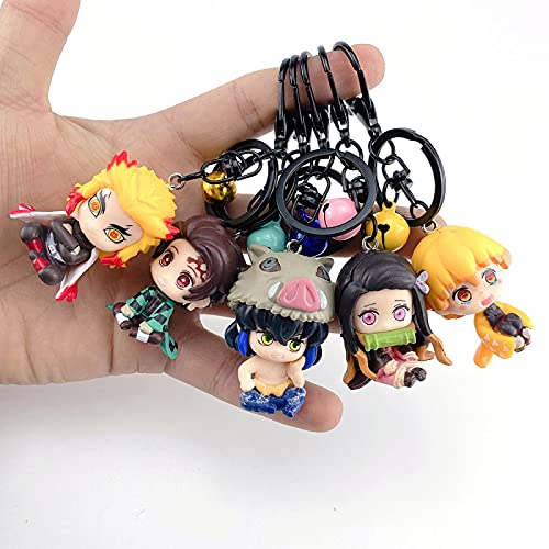 5 Piezas Anime Demon Slayer Kimetsu No Yaiba Figura Kamado Tanjirou Kamado Nezuko Hashibira Inosuke Llavero Colgante Juguetes Regalo