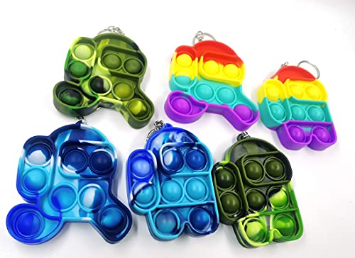 6 Pcs Mini Pop Fidget Simple Dimple Toy,Mini Push Pop Fidget Toy Keychain,Silicona Sensorial Fidget Juguete,Autismo Necesidades Especiales Aliviador del Antiestrés del Juguetes para Niños