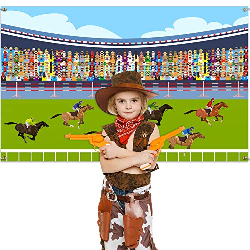 6.1 x 3.6 Pies Decoración Telón de Fondo de Estadio de Cubierta Hipódromo de Césped Carreras de Caballos para Suministros de Fotografía Fiesta Baby Shower Cumpleaños de Tema de Carreras de Caballos