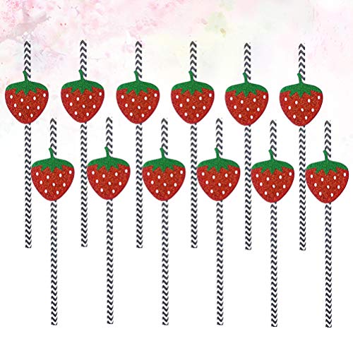 ABOOFAN Paquete de 12 pajitas para fiesta de frutas y fresas para decoración de cócteles (varios colores)