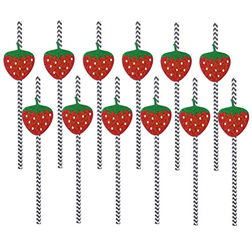 ABOOFAN Paquete de 12 pajitas para fiesta de frutas y fresas para decoración de cócteles (varios colores)