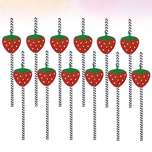 ABOOFAN Paquete de 12 pajitas para fiesta de frutas y fresas para decoración de cócteles (varios colores)