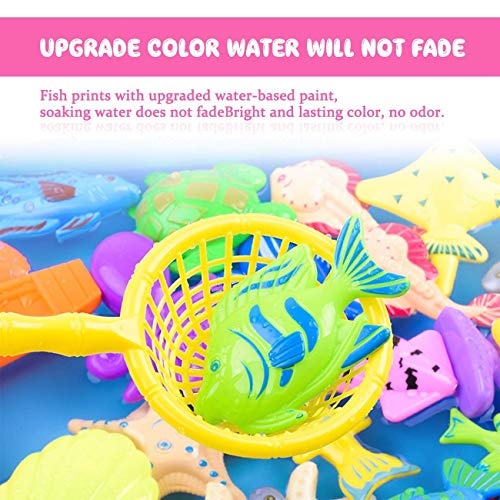 Abree Juego de Pesca Magnética(26 Peces) - Juguete Educativo&Interactivo de Pesca con Caña - Juguetes de Piscina & Bañera para Niños - Juego Acción&Juguete Reflejo para Bebé/Niños (2 - 5 años)