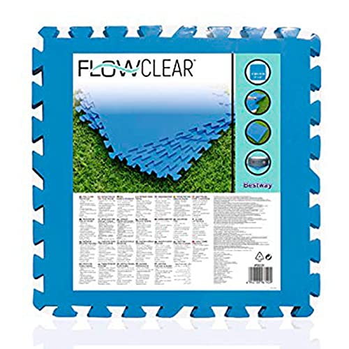 Acan Bestway - Protector de Suelo para Piscina, Set de 9 Piezas de 50 x 50 cm, Color Azul, 4 mm de Grosor. Tapete, Alfombra Puzzle Protectora
