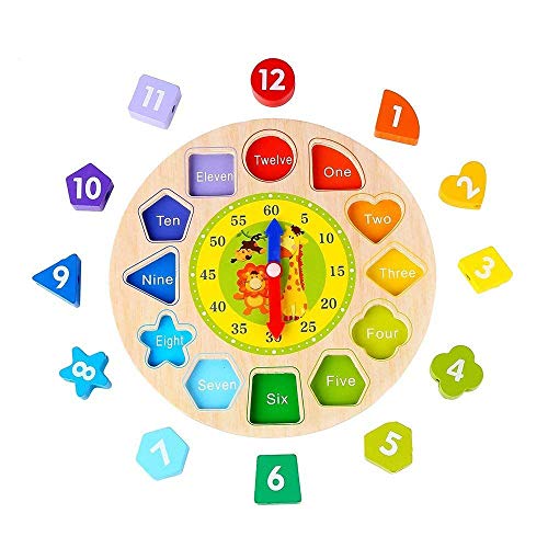 Afunti Toy Reloj Puzle - Juguete Educativo De Madera para Aprender Las Horas,Relojes de Aprendizaje,Reloj De Rompecabezas para Niños
