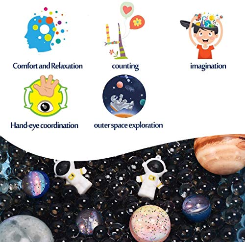AINOLWAY Juego educativo de cuentas de agua espacial no tóxico para niños, juguetes educativos STEM para exploración del espacio exterior con 11 bolas espaciales y 2 astronautas