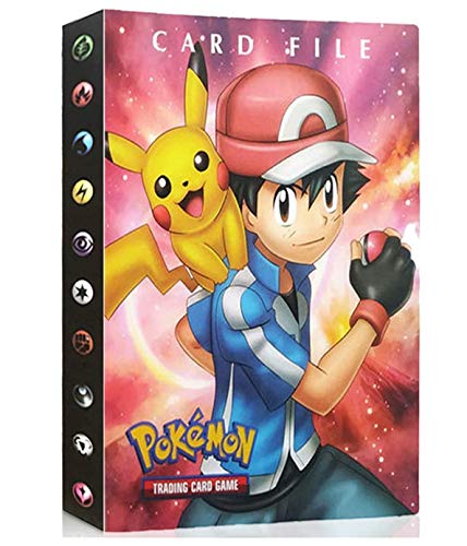 Álbumes Compatible con Cartas Pokemon, Carpeta Compatible con Cartas de Pokémon, Álbum Titular Compatible con Cartas Pokémon, 30 páginas con capacidad para 240 cartas (Red Ash)