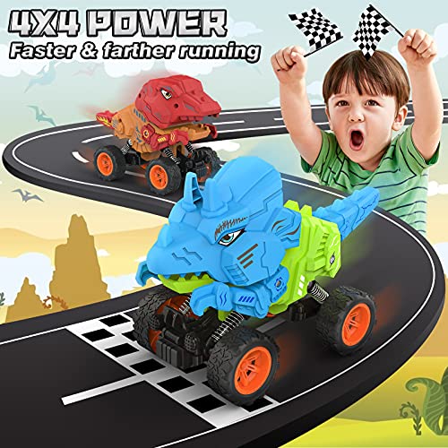 Allaugh Dinosaurios Juguetes, Inertia Tire hacia Atrás del Monster Truck Coches, Dinosaurio Coche para Niñas 2 3 4 5 6 7 8 Años, Juguetes Educativos Cumpleaños Navidad Regalos para Niños Niñas