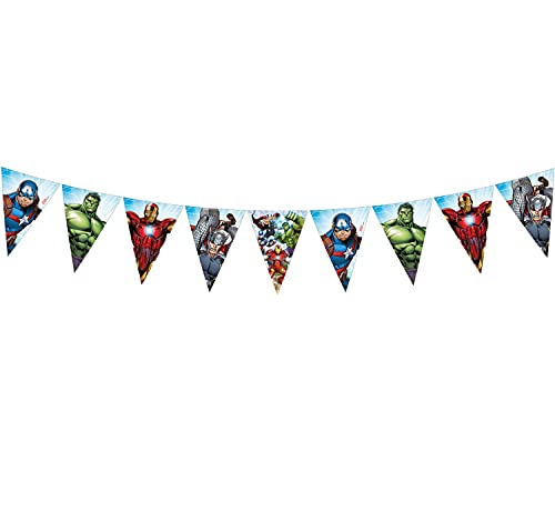 AMSCAN - Guirnalda de banderines de Los Vengadores para decoración de cumpleaños, 2,3 m, multicolor, PRS87971 , color/modelo surtido