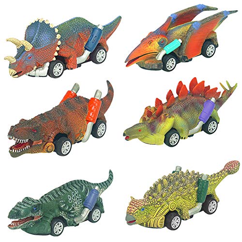Angusiasm Coches Juguete para Niños Dinosaurios Juguetes Animales Juguetes Pack de 6 Vehículos para Niños de 2 3 4+ Años