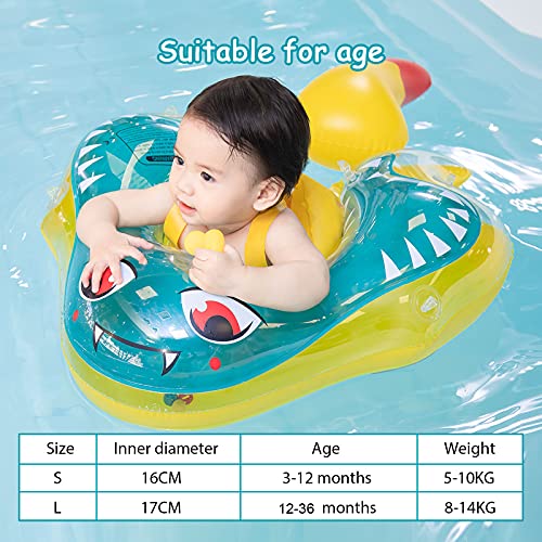 Anillo de Natación Flotador,Bebés Natación Anillo con Bomba Manual,Infant Natación Flotador,Asiento Ajustable y Cintura,Juguetes de Piscina Inflable para Bebés(6 - 36 Meses,Pez Diablo)