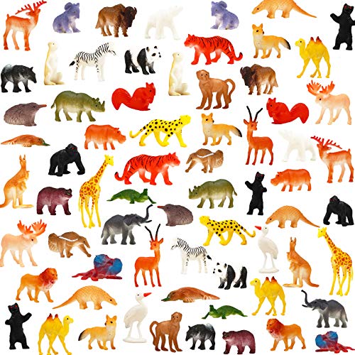 Animales De Juguete, Paquete De 64 Mini Animales de la Selva De Plástico, Juguetes Funcorn, Conjunto De Juguetes Realistas De La Jungla, Figuras De Animales Para Niño Niña Regalos Juguete Educativo