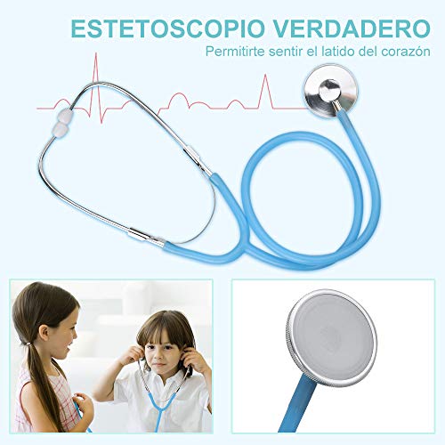 Anpro 46 pcs Kit Maletin de Doctor y Enfermera,Juegos de Niños,Kit de Dentista con Estetoscopio y Abrigo,Regalo para Niños en Fiestas,Cumpleaños,Navidad, Juego de Roles del Doctor