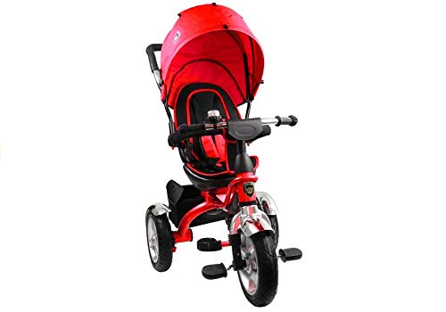 ATAA Baby Triciclo evolutivo 5 en 1 - Rojo - Asiento Giratorio 360º - Ruedas eva antipinchazos y ultrasilenciosas