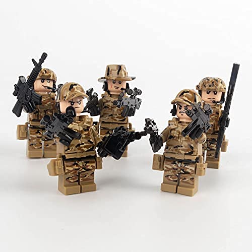 ATING 8 muñecos de soldado, bloques de construcción militares, base militar con armas y equipo, juguetes ideales para fanáticos militares, para regalos de niños