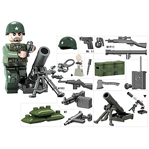 ATING Estados Unidos ejército soldado WW2 conjunto de bloques de base militar de EE. UU