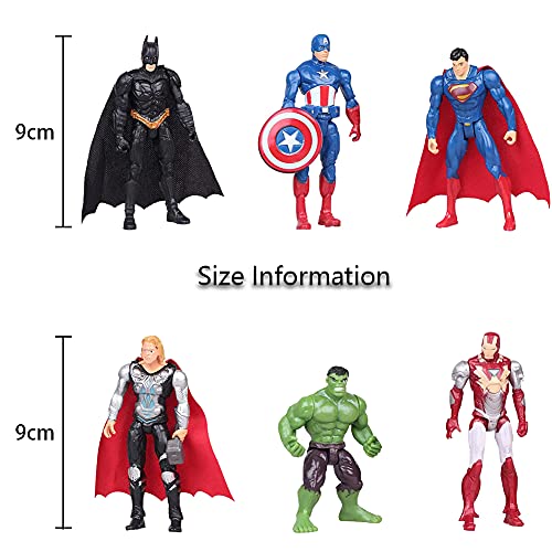 Avengers Cake Topper, Superhero Decoración Modelo, Mini Juego de Figuras, Juguetes Modelo muñecas Decoraciones de Pastel, para Torta del Fiesta Suministros, 6 piezas