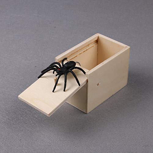 Ba30DEllylelly Broma de madera caja de caja de miedo de araña broma realista divertido sorpresa mordaza juguete juguetes complicados para Halloween