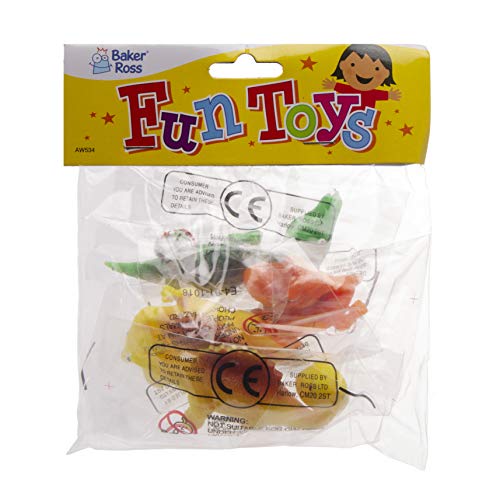 Baker Ross- Dinosaurios flexibles voladores (Pack de 4) - Perfectos para bolsas sorpresa o como idea de regalo infantil