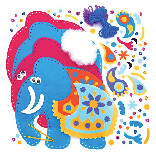 Baker Ross Kits Costura Ambari Elefante Cojín (Paquete de 2) - Artes y Manualidades para Niños