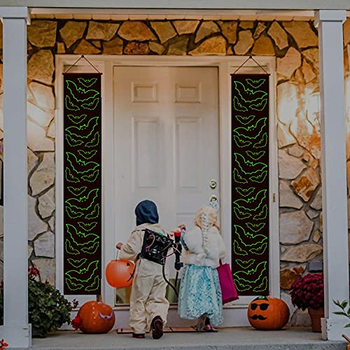 Banners de Halloween para puerta de entrada, letreros luminosos para pareados, pancartas, decoración de pared interior para el hogar, pancartas de muecas, adornos para pórticos colgantes de Halloween