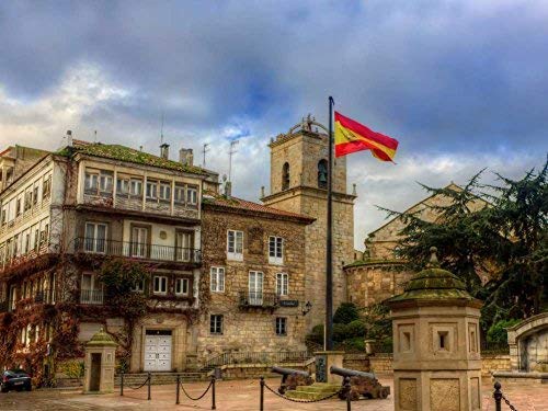 BAOZHEN 1000pcs Puzzle Rompecabezas de Madera Rompecabezas Paper Spain A Coruña Lovely Plaza HDR Regalo para niño Painting Puzzle decoración