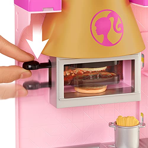 Barbie Restaurante Muñeca rubia con con cocina de juguete y accesorios, regalo para niñas y niños +3 años (Mattel GXY72)