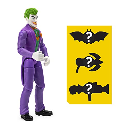 Batman, Figura de acción The Joker de 4 Pulgadas con 3 Accesorios misteriosos, Misión 1